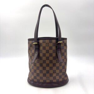 Louis Vuitton Male Damier Ebene Leather Brown Tote Gold